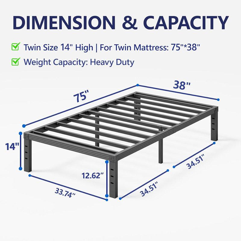 Wayfair Bed Frame No Box Spring Need 14 Inch Heavy Duty Tall Platform Bed Frame