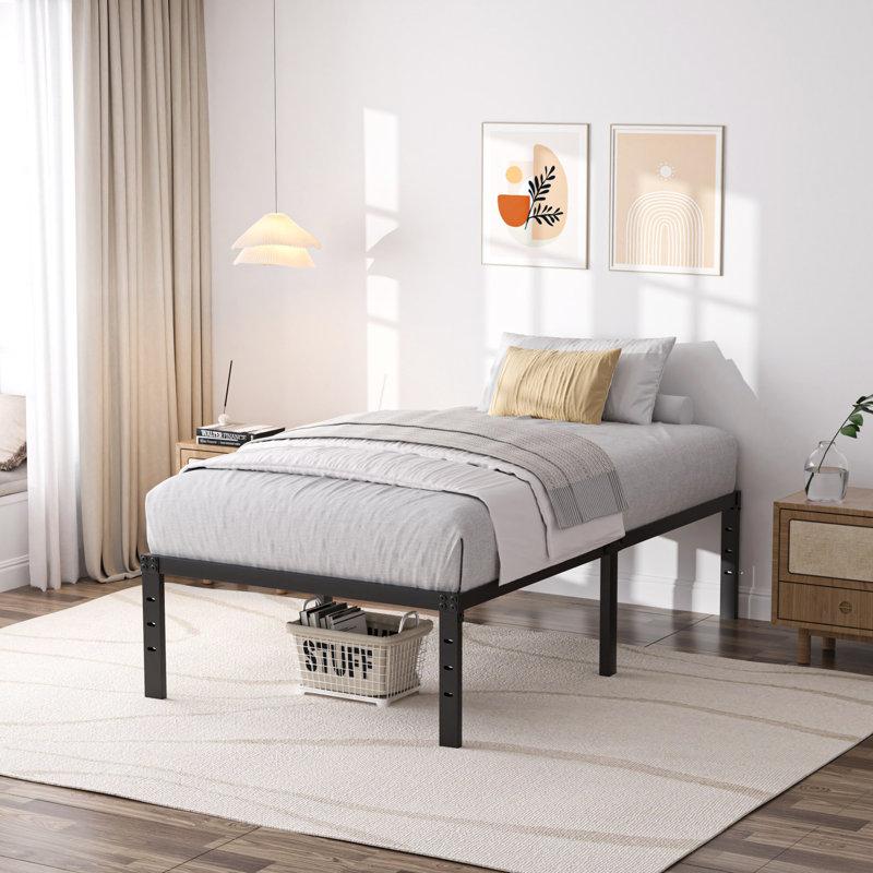 Wayfair Bed Frame No Box Spring Need 14 Inch Heavy Duty Tall Platform Bed Frame
