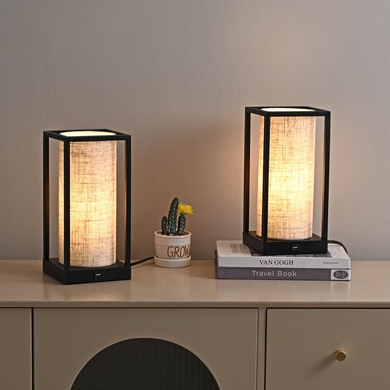 Wayfair Bedside Table Lamp Set With Touch Control LED Bulbs USB Ports (Set Of 2)