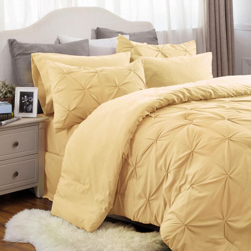 Wayfair Bedsure Pintuck Pinch Pleat Bedding Sets (Set Of 5 Or 7) Bed-in-a-Bag 89GSM