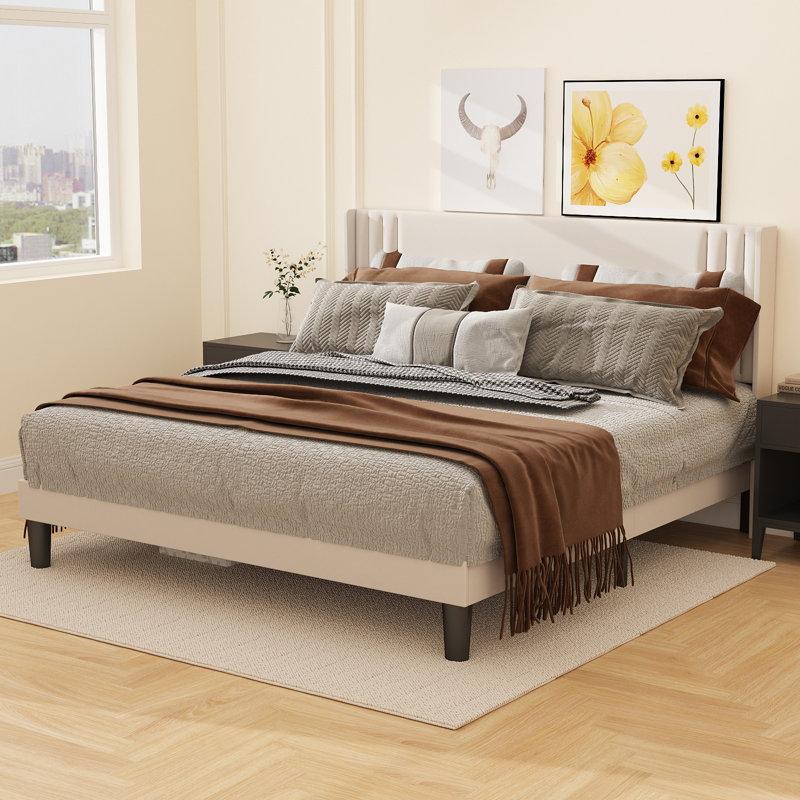 Wayfair Bettyjean Upholstered Wingback Platform Bed With Padded Headboard And Underbed Storage