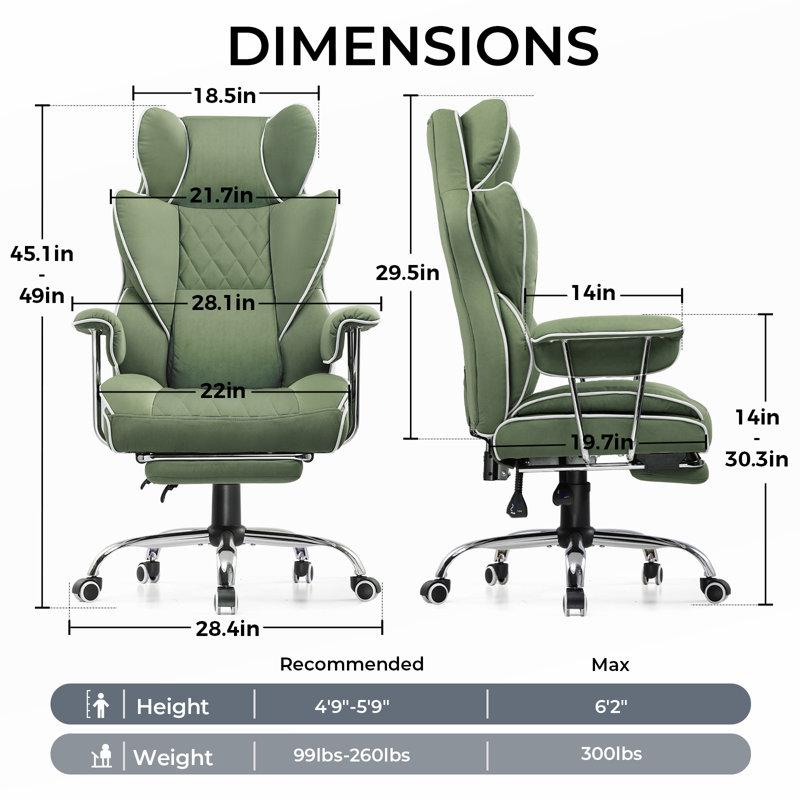 Wayfair Big And Tall Gaming Chair With Pocket Spring Lumbar Support Ergonomic Office Chair With Footrest Executive Desk Chair With Outward Fixed Soft Armrests Computer Chair With High Back