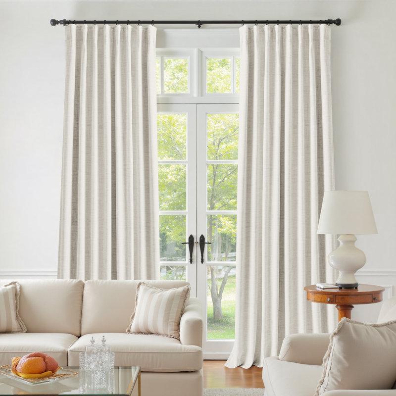 Wayfair Birglinde Faux Linen Textured Thermal 100% Blackout Curtains For Bedroom Living Room Rod Pocket/Ring Clips (Set Of 2)