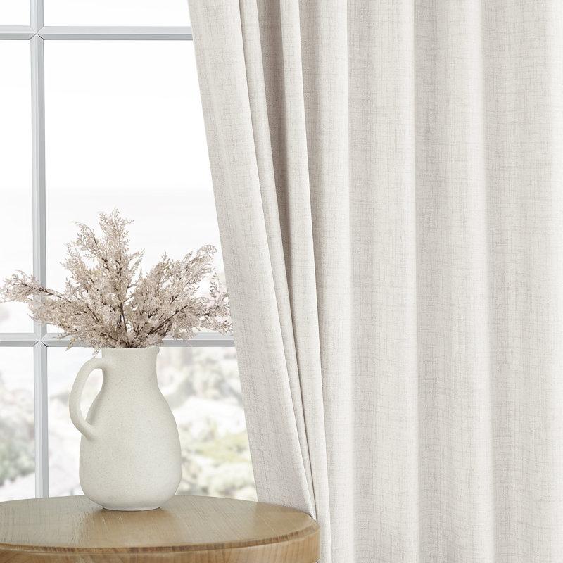 Wayfair Birglinde Faux Linen Textured Thermal 100% Blackout Curtains For Bedroom Living Room Rod Pocket/Ring Clips (Set Of 2)