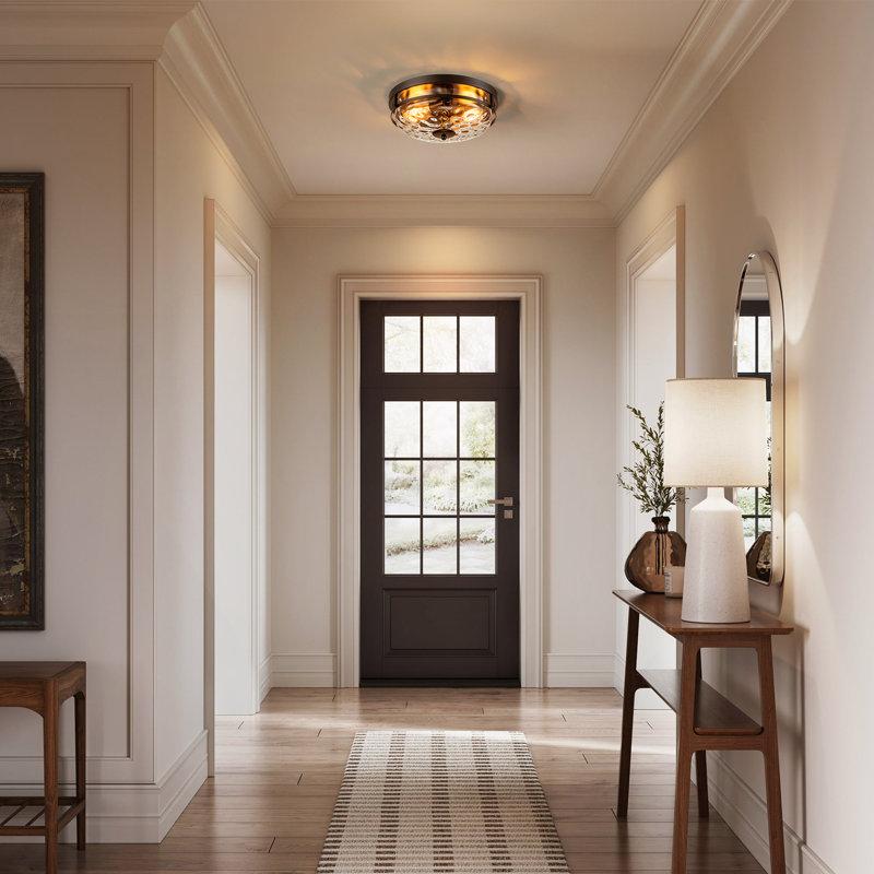 Wayfair Boatner Flush Mount Ceiling Light With Clear Hammered Glass