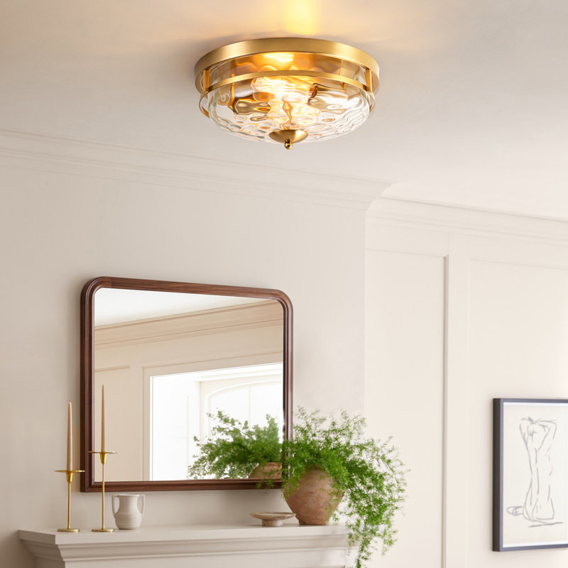 Wayfair Boatner Flush Mount Ceiling Light With Clear Hammered Glass