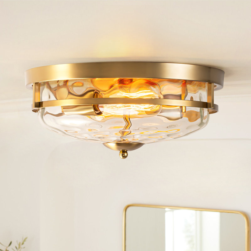 Wayfair Boatner Flush Mount Ceiling Light With Clear Hammered Glass