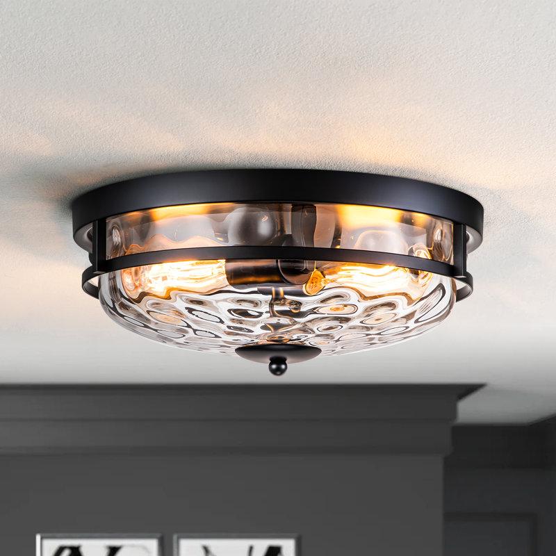 Wayfair Boatner Flush Mount Ceiling Light With Clear Hammered Glass