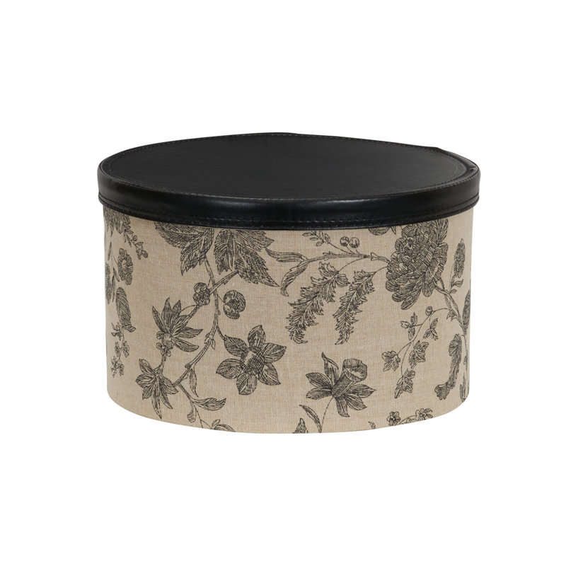 Wayfair Bodo Round Hat Boxes With Lids Vibrant Scallop Print With Faux Leather Lids Poly-Cotton And Non-Woven PP Liner Large Medium And Small Stackable And Nestable