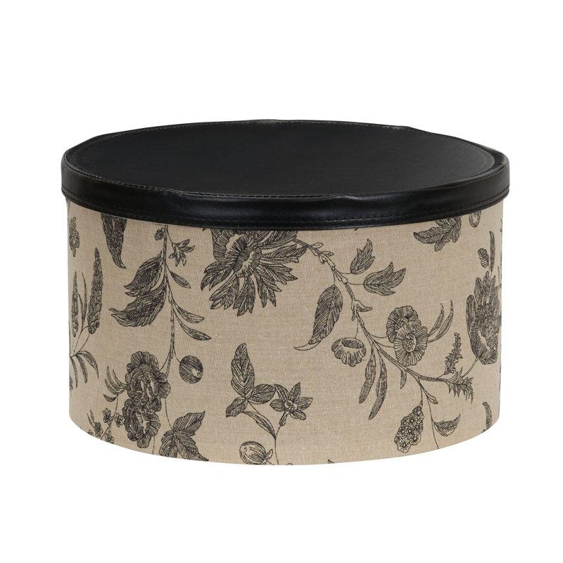 Wayfair Bodo Round Hat Boxes With Lids Vibrant Scallop Print With Faux Leather Lids Poly-Cotton And Non-Woven PP Liner Large Medium And Small Stackable And Nestable
