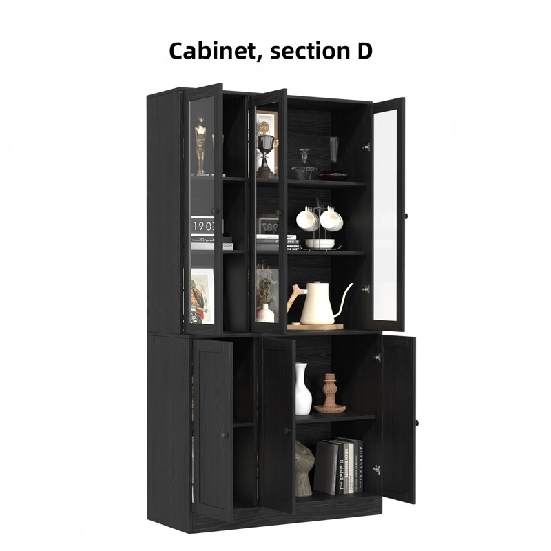 Wayfair Book Cabinet Storage Bookcase 5-Tier Modern Bookshelves With 3 Large Drawer And Glass Door