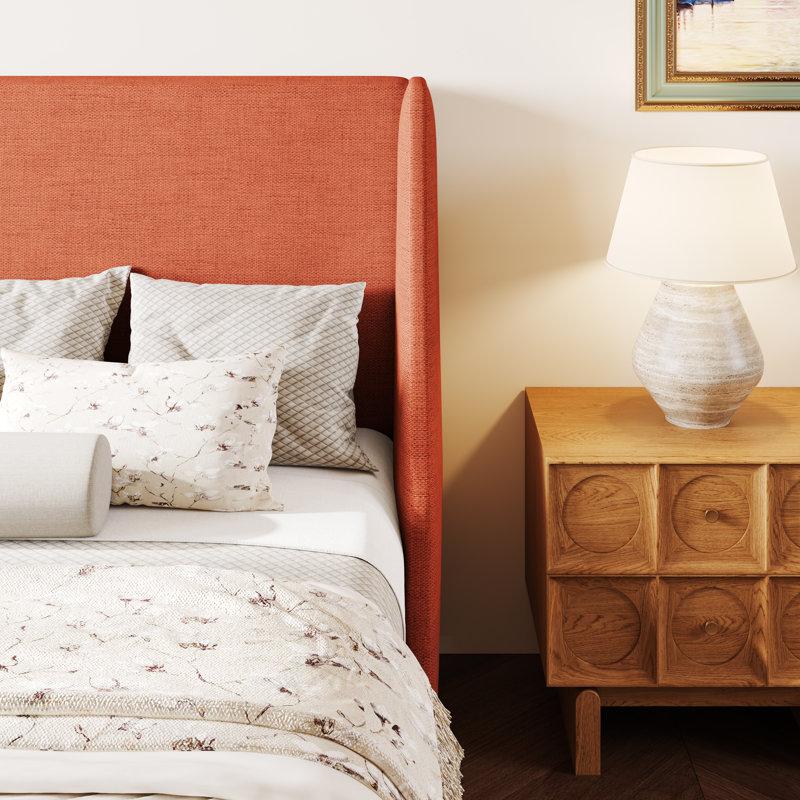 Wayfair Bowdoin Modern Linen Upholstered Wingback Platform Bed With Wooden Slats