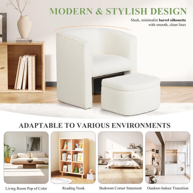 Wayfair Braedin Upholstered Accent Chair & Storable Ottoman No Assembly Required