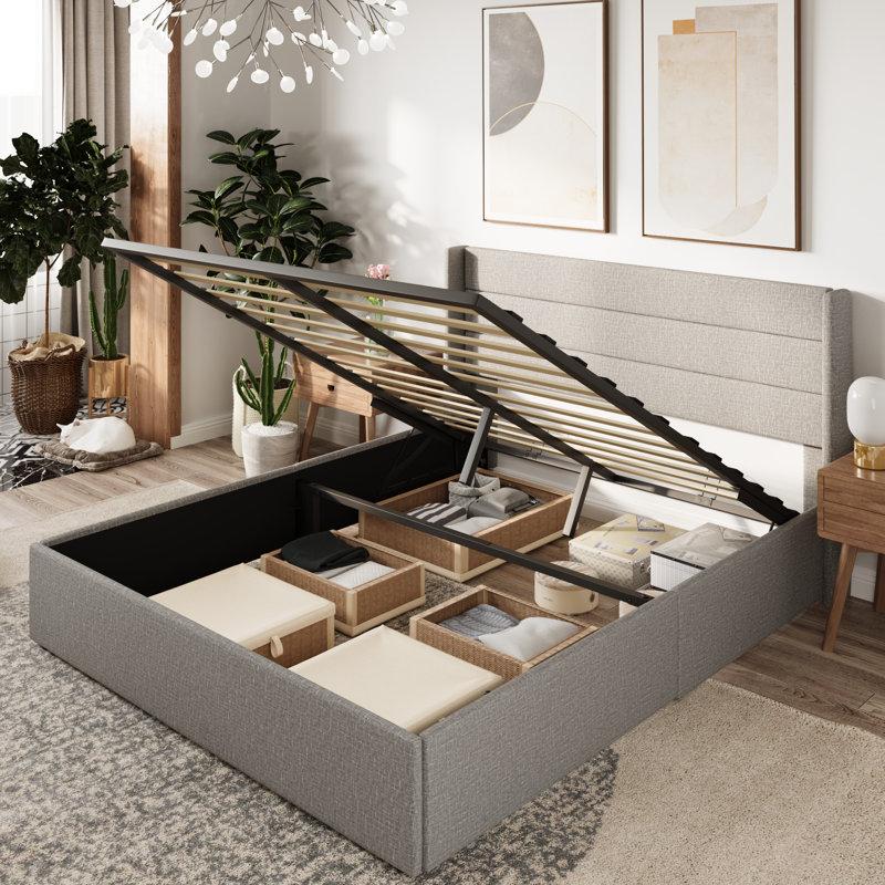 Wayfair Braya Hydraulic Lift Up Storage Upholstered Platform Bed