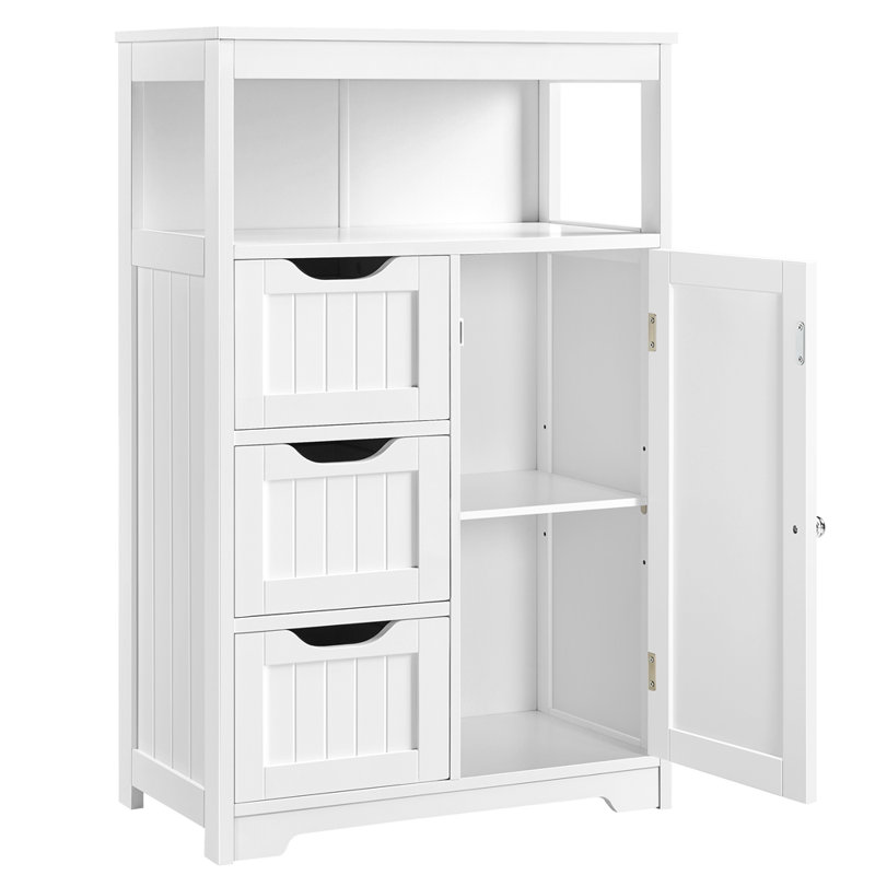 Wayfair Brigit Free-Standing Bathroom Cabinet With Adjustable Shelf 3 Drawers And A Niche