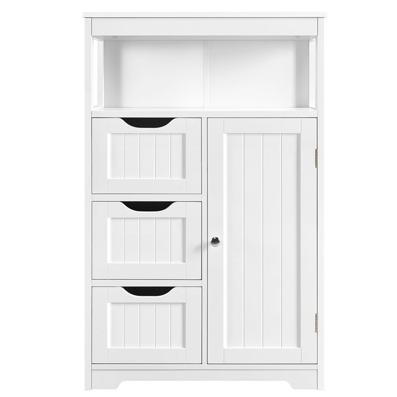 Wayfair Brigit Free-Standing Bathroom Cabinet With Adjustable Shelf 3 Drawers And A Niche