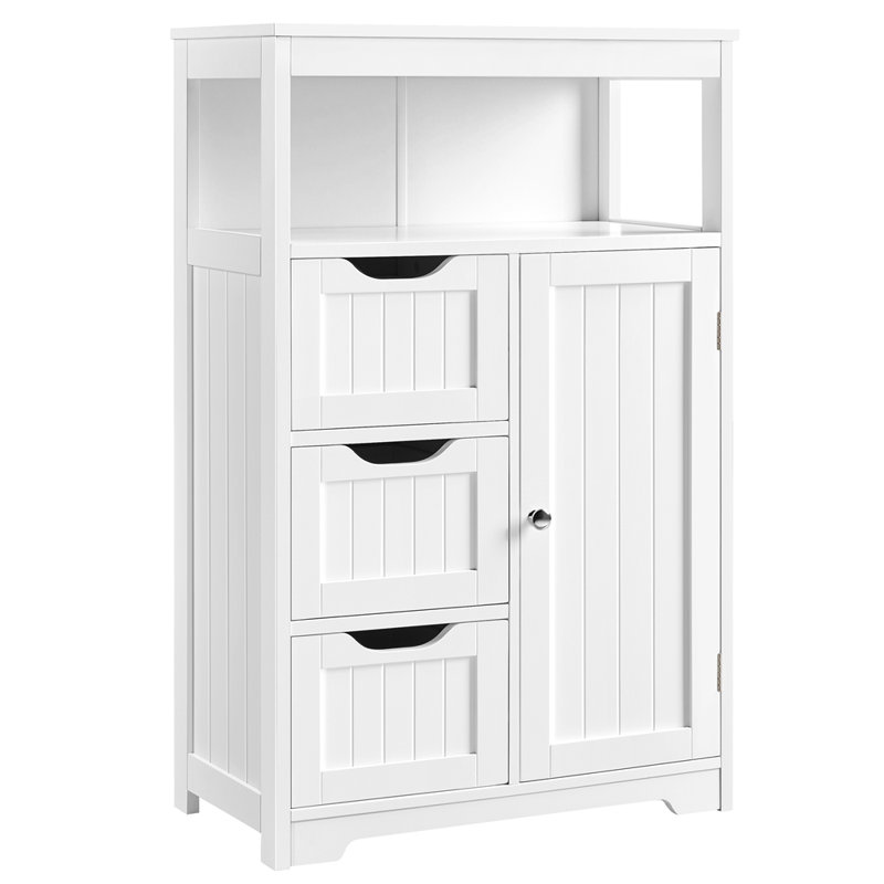 Wayfair Brigit Free-Standing Bathroom Cabinet with Adjustable Shelf 3 Drawers and a Niche