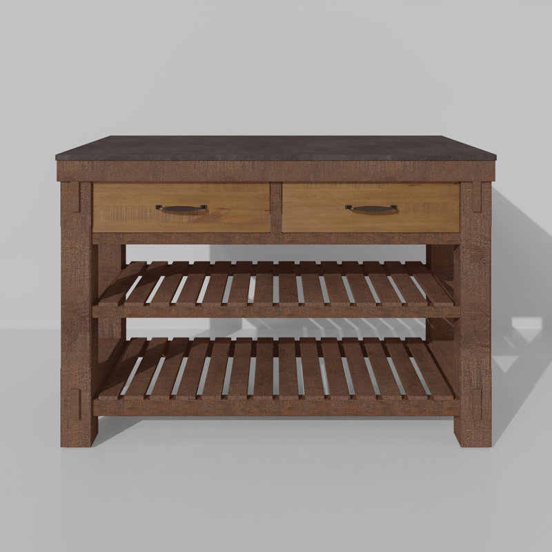 Wayfair Bromley 54" Kitchen Island Black Quartz Countertop