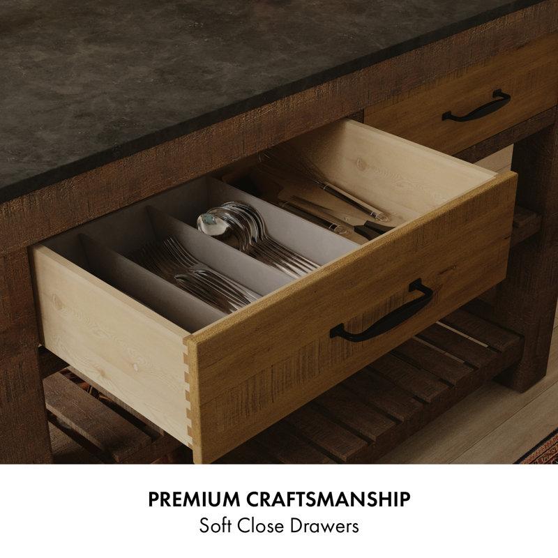 Wayfair Bromley 54" Kitchen Island Black Quartz Countertop