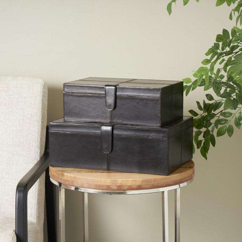 Wayfair Brownsburg 2 Piece Handmade Faux Leather Decorative Box Set