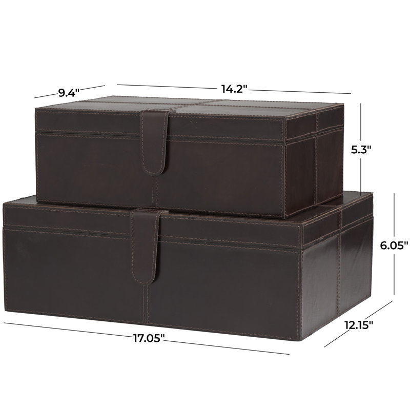 Wayfair Brownsburg 2 Piece Handmade Faux Leather Decorative Box Set