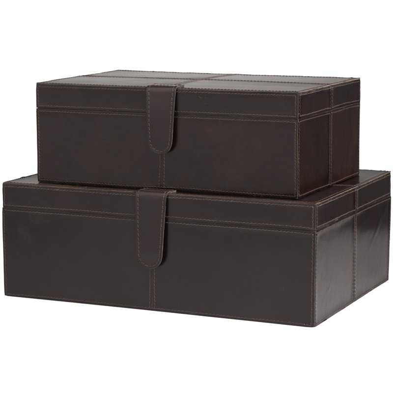 Wayfair Brownsburg 2 Piece Handmade Faux Leather Decorative Box Set