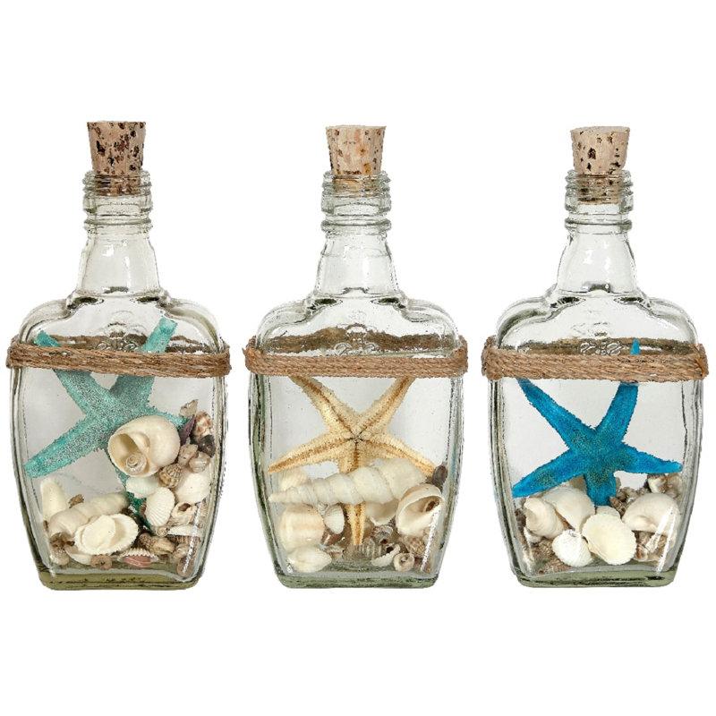 Wayfair Brumley Starfish And Shell In Bottles (Set Of 3)