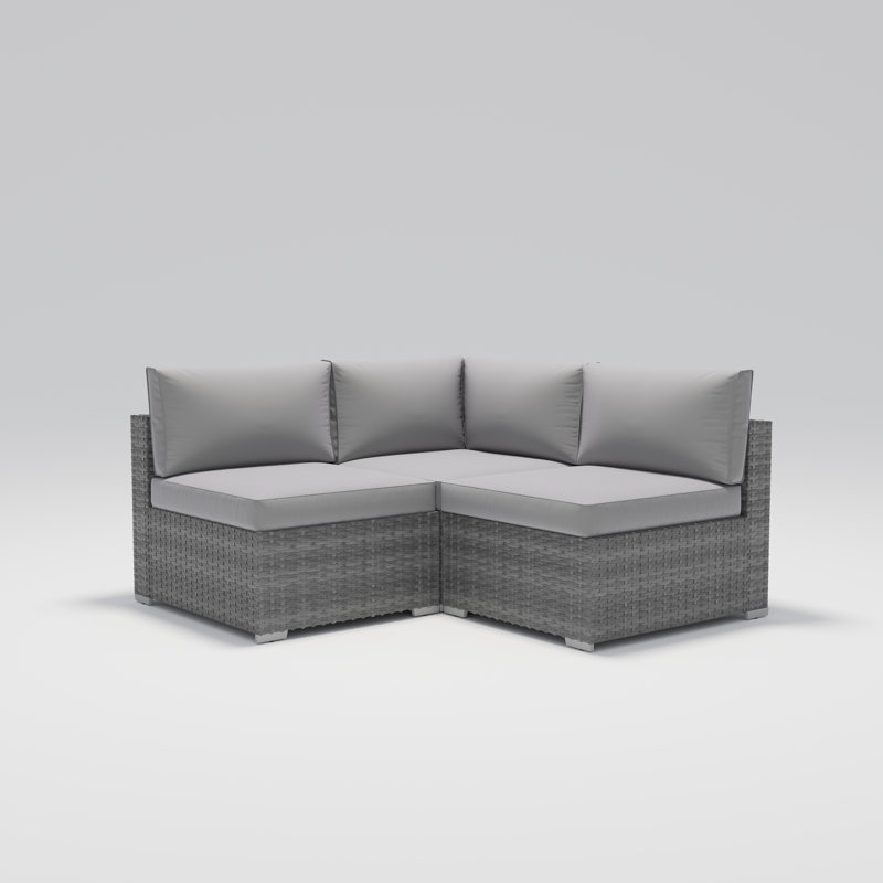 Wayfair Bryonny Wicker 3 - Person Modular Patio Conversation Sets With Cushions