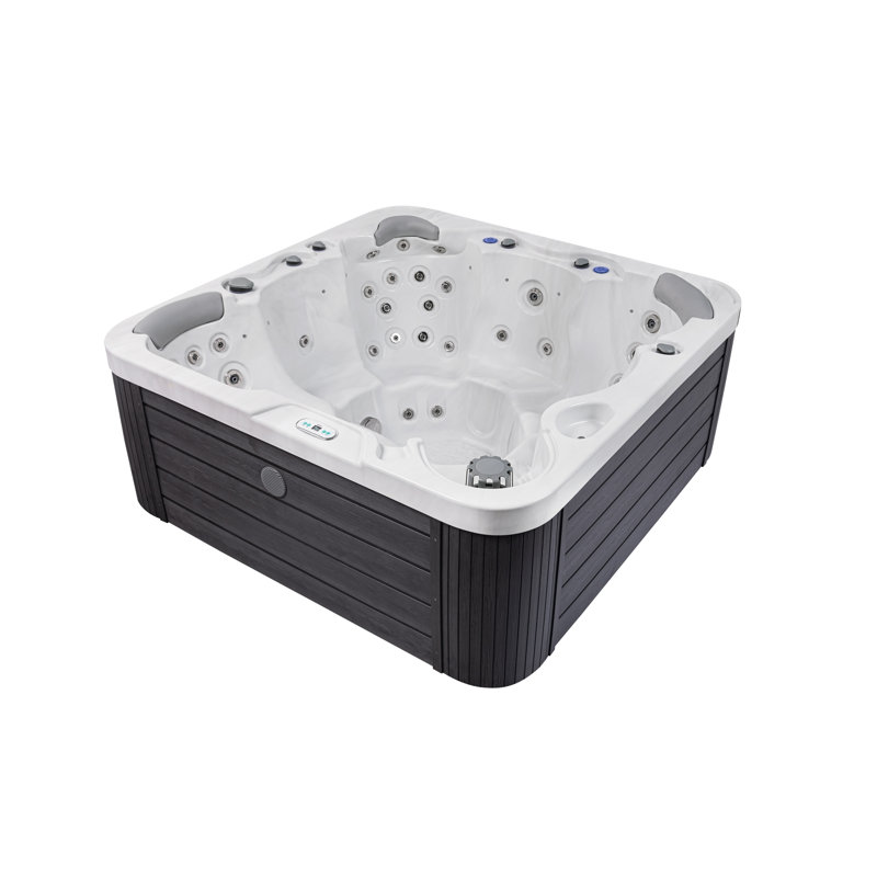 Wayfair Bueno Spa Jersey 6 - Person 46 - Jet Acrylic Square Standard Hot Tub With Ozonator And Cover In White