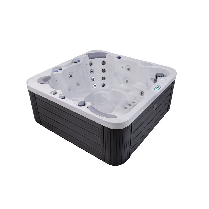 Wayfair Bueno Spa Jersey 6 - Person 46 - Jet Acrylic Square Standard Hot Tub With Ozonator And Cover In White