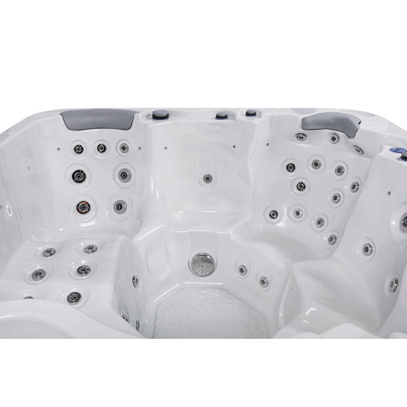 Wayfair Bueno Spa Jersey 6 - Person 46 - Jet Acrylic Square Standard Hot Tub With Ozonator And Cover In White
