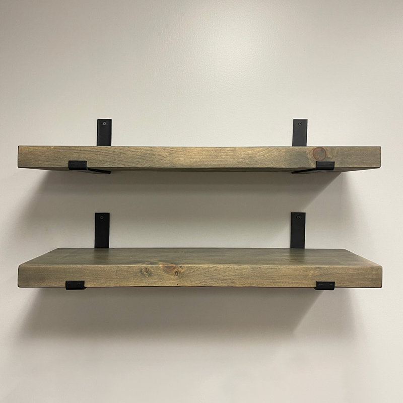 Wayfair Calheme Rustic Shelves With J Brackets (Set Of 2)