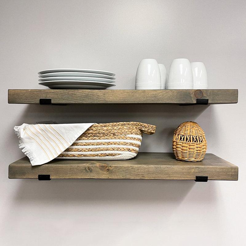 Wayfair Calheme Rustic Shelves With J Brackets (Set Of 2)