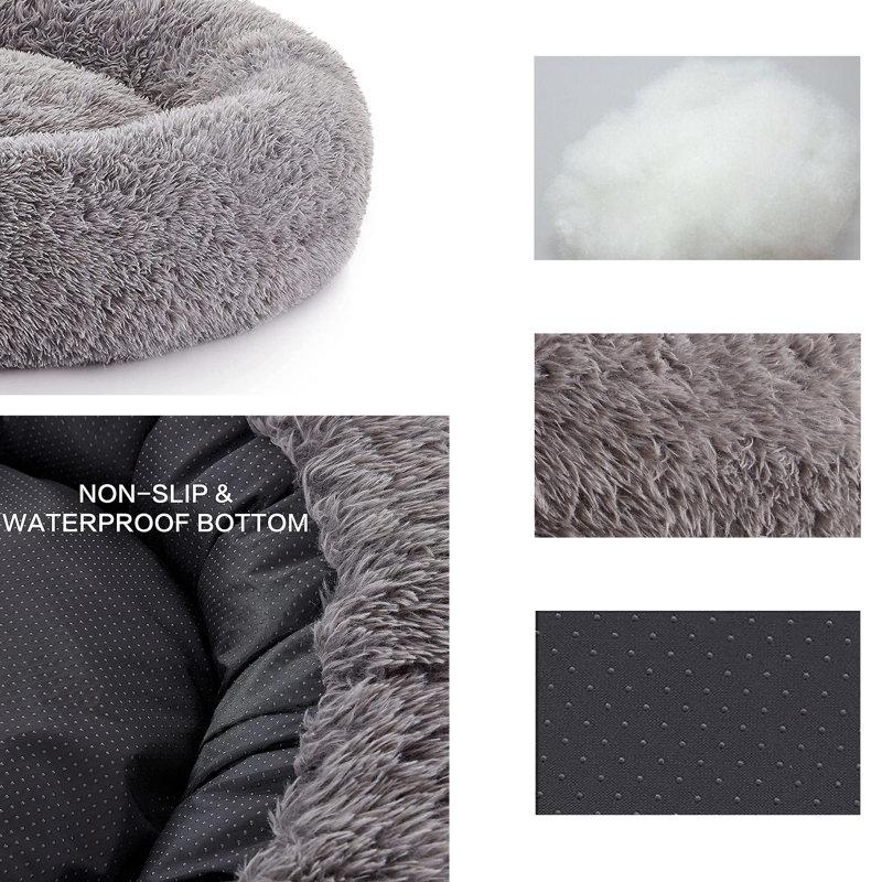 Wayfair Calming Dog Bed For Home Anti-anxiety Round Donut Cuddle Pet Beds Dog Beds With Plush Faux Fur Washable Warm Dog Bed