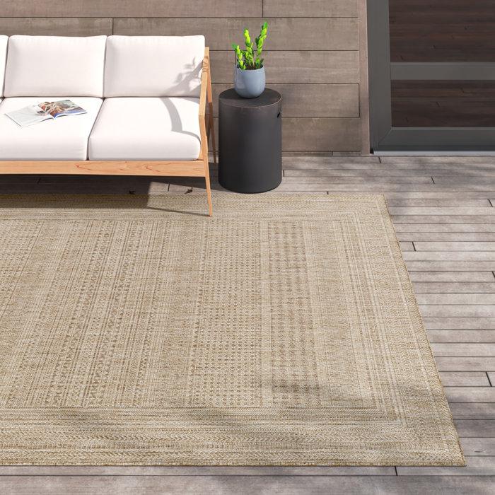 Wayfair Camar Oriental Indoor/Outdoor Area Rug in Khaki