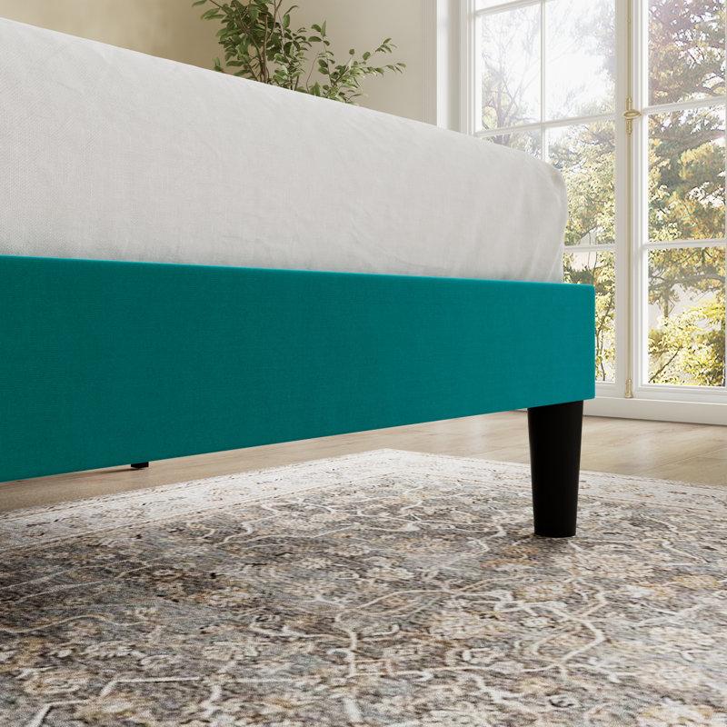 Wayfair Candler Velvet Upholstered Platform Bed With Wingback Headboard And Wooden Slats