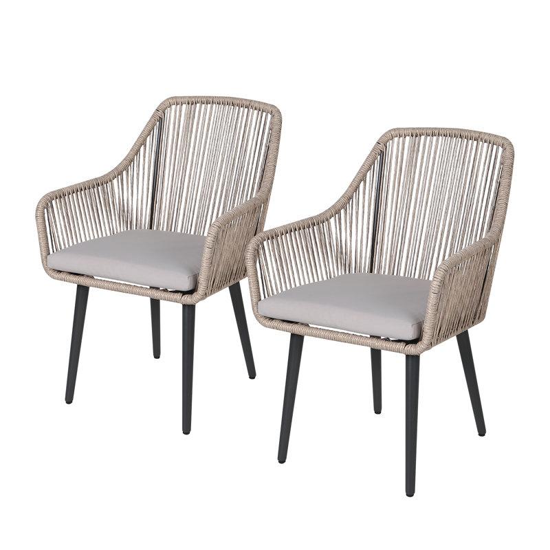 Wayfair Cassil Outdoor Dining Armchair With Cushion (Set Of 2)
