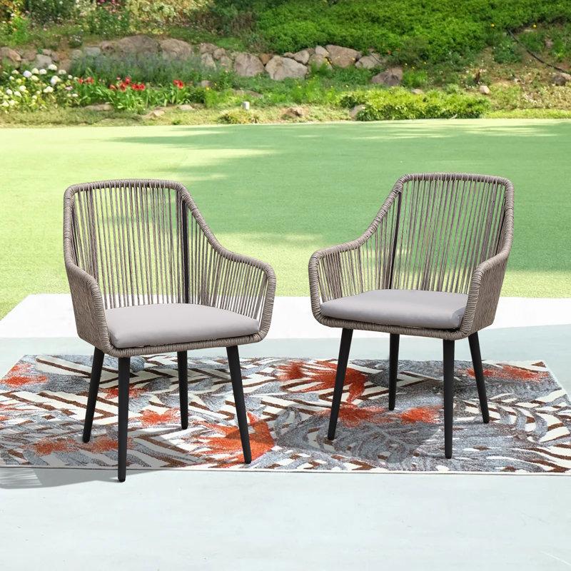 Wayfair Cassil Outdoor Dining Armchair with Cushion (Set of 2)