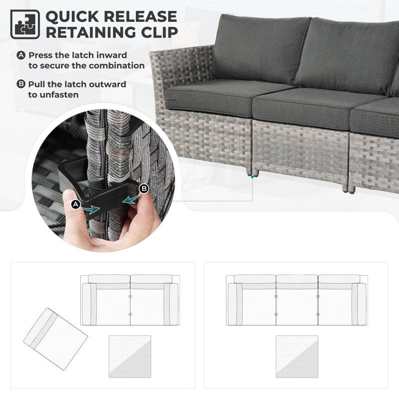 Wayfair Cassville 8 - Person Patio Furniture Set Outdoor Wicker Rattan Sectional Seating Group With Cushions All Weather Sofa Conversation Set Table For Garden Backyard