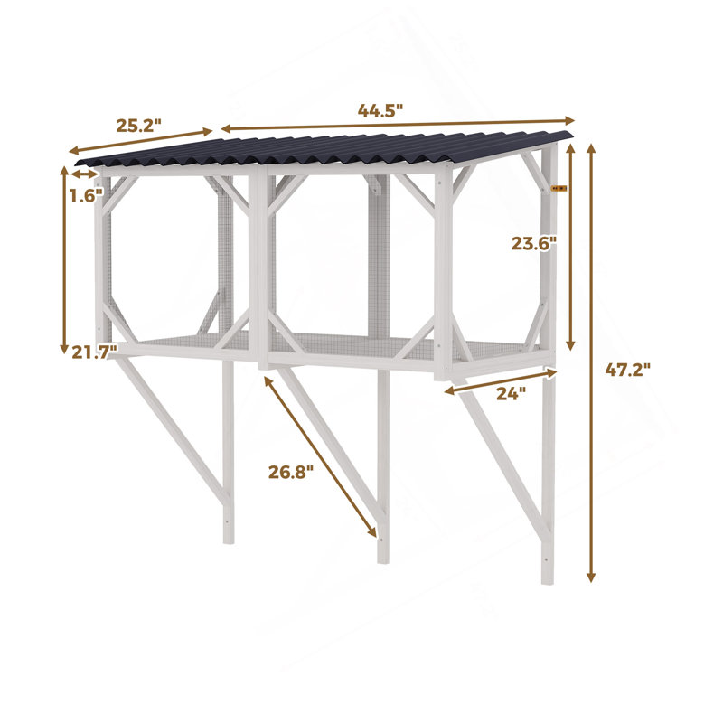 Wayfair Cat Window Box 43.3" Catio Outdoor Cat Enclosure For Sunbathing Napping & Viewing Window Perch For Large Indoor Cats - All Weather Use Cat Cage