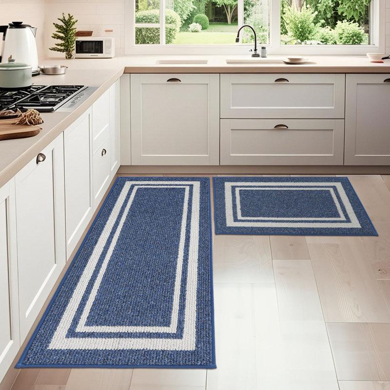 Wayfair Caylon Kitchen Mat with Non-Slip Backing 2-Piece Kitchen Rugs Super Absorbent & Machine Washable - Dirt-Resistant Mat for Kitchen Laundry Room Entryway