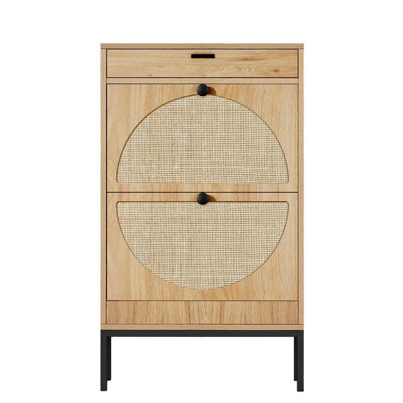 Wayfair Cerina Boho Natural Rattan Shoe Storage Cabinet
