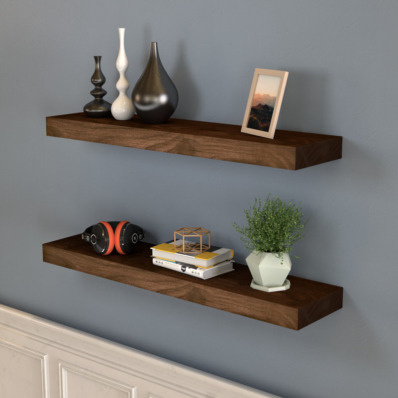 Wayfair Chalissa 2 Piece Solid Wood Floating Shelf (Set Of 2)