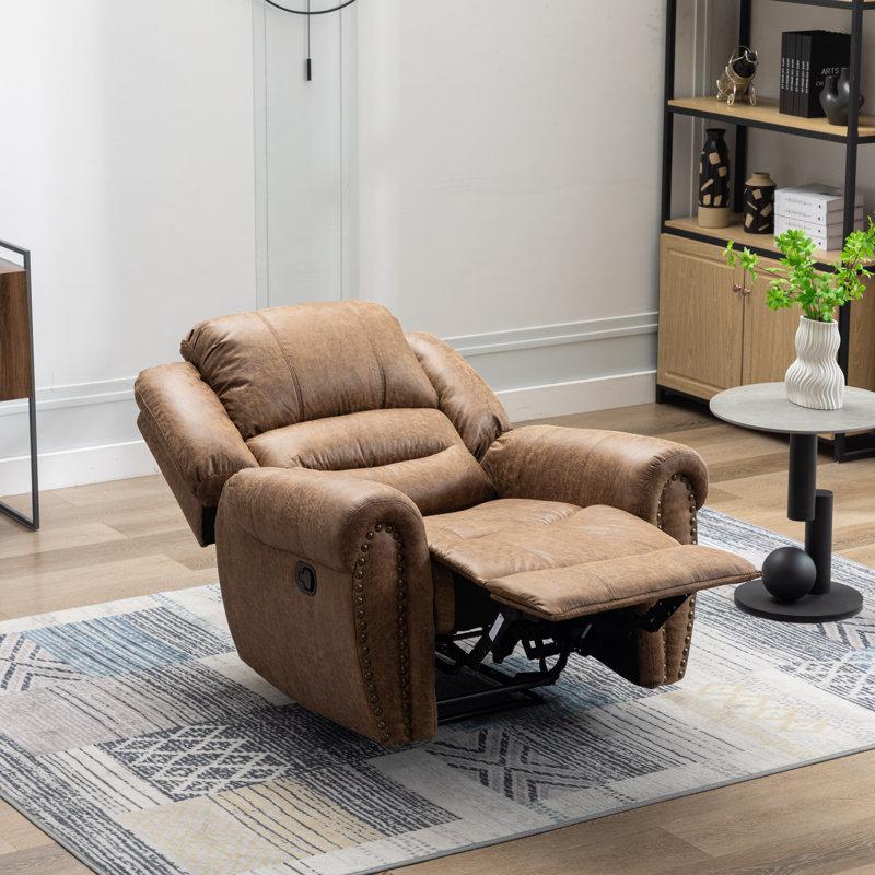 Wayfair Chemika 40.9'' W Classic Super Soft Padding And Oversize Manual Recliner With Rivets