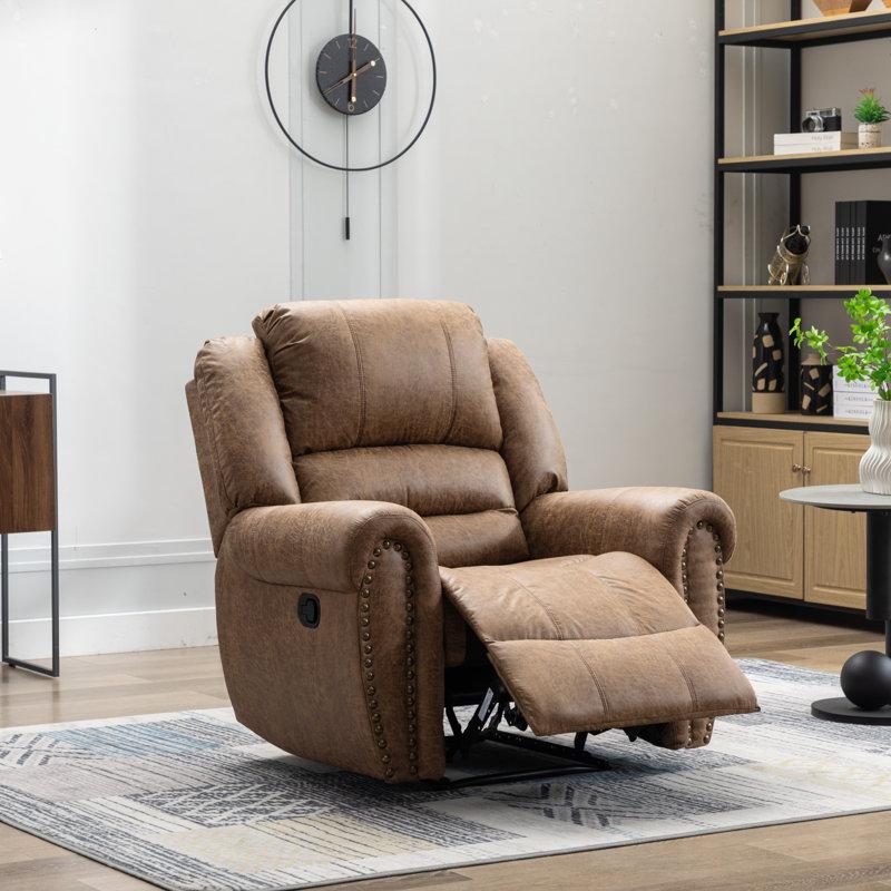 Wayfair Chemika 40.9'' W Classic Super Soft Padding And Oversize Manual Recliner With Rivets