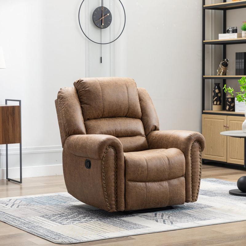 Wayfair Chemika 40.9'' W Classic Super Soft Padding And Oversize Manual Recliner With Rivets