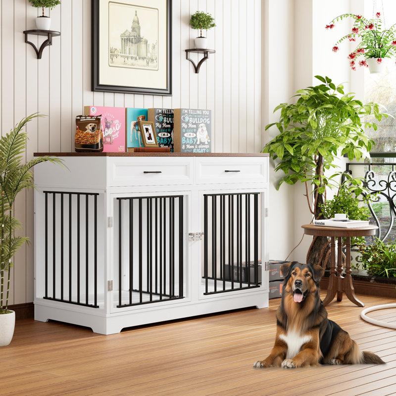 Wayfair Chesterle Large Dog Crate Furniture Style With 2 Drawers And Divider