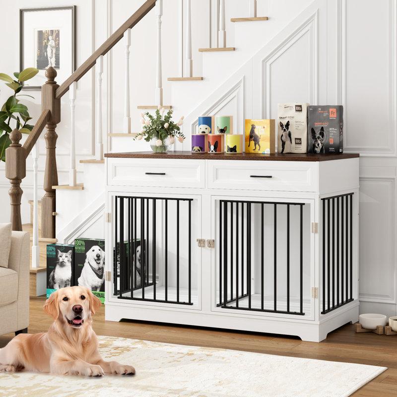 Wayfair Chesterle Large Dog Crate Furniture Style With 2 Drawers And Divider