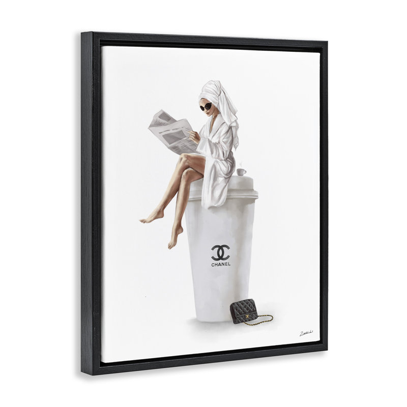 Wayfair " Chic Fashion Coffee And Purse Female Robe Pose "