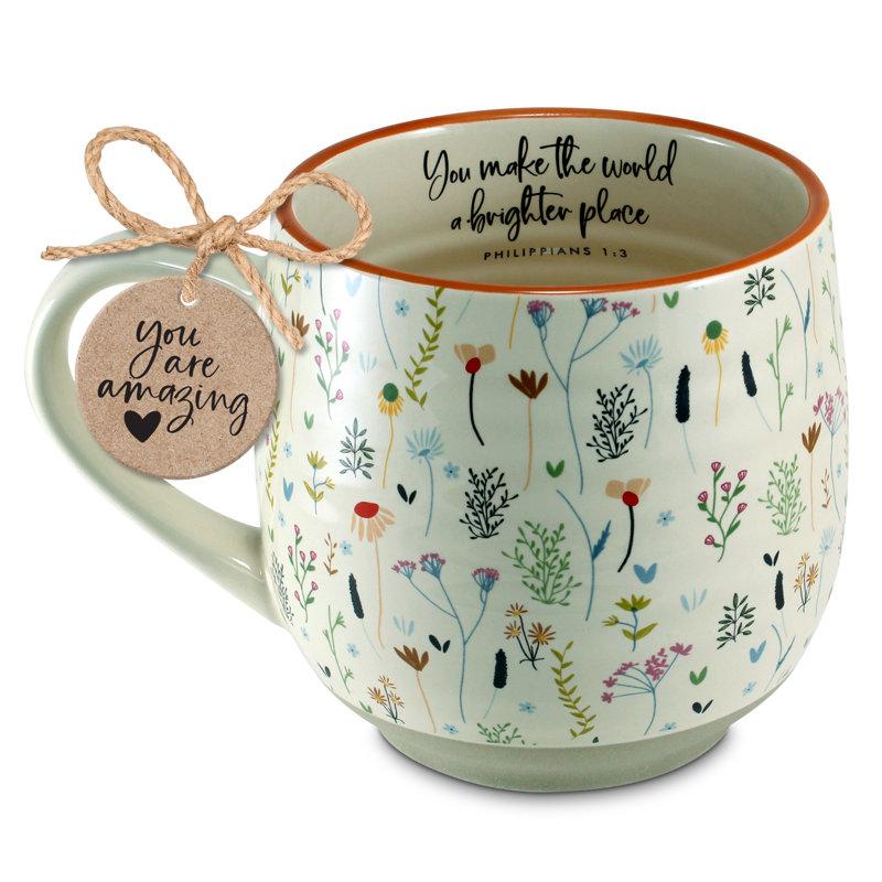 Wayfair Coffee Mug Make The World Vintage Floral Philippians 1:3
